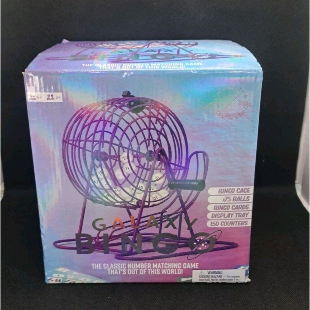 Galaxy Bingo Institute of Games & Puzzles Steel Cage 75 Balls Cosmic NEW Game